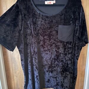 EVRI Black Velvet Short Sleeve Top